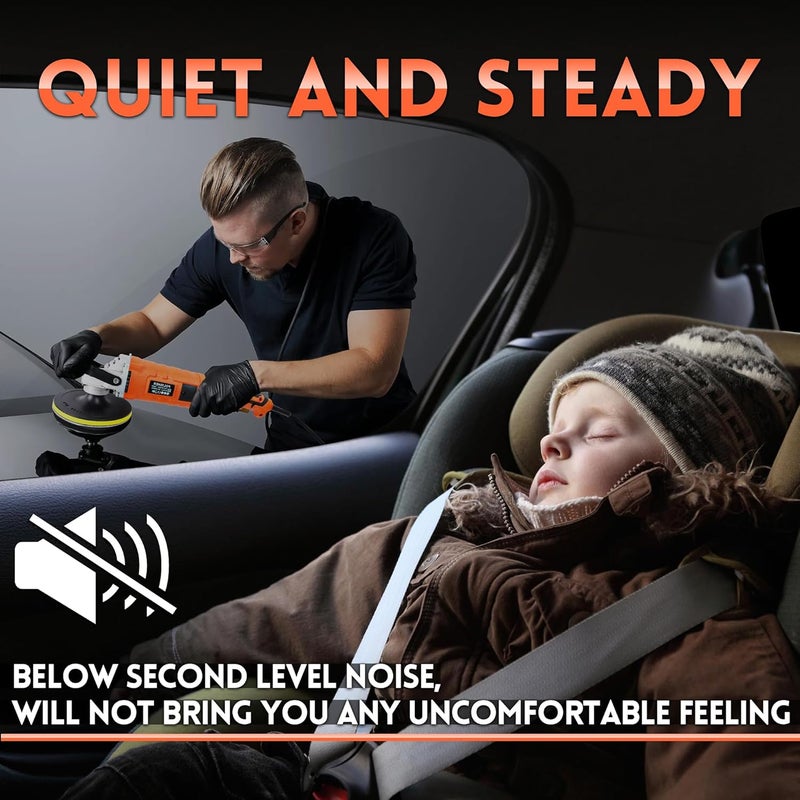 EZISOE Buffer Polisher, Powerful Buffer Waxer, 7 Variable Speed 1000-3500 RPM,Rotary Polisher with 6" and 7" Backing Plate, 1580W Rotary Polisher for Car Polishing, Waxing, Glaze, Sanding - Image 4